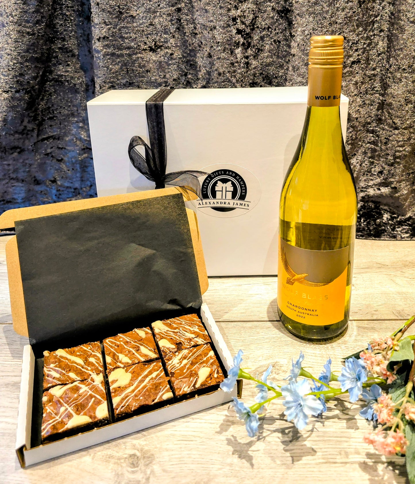 White Wine & Luxury Handmade Belgian Triple Chocolate Brownies