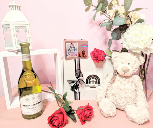 White Wine, Luxury Teddy and Gourmet Chocolate Truffle Selection